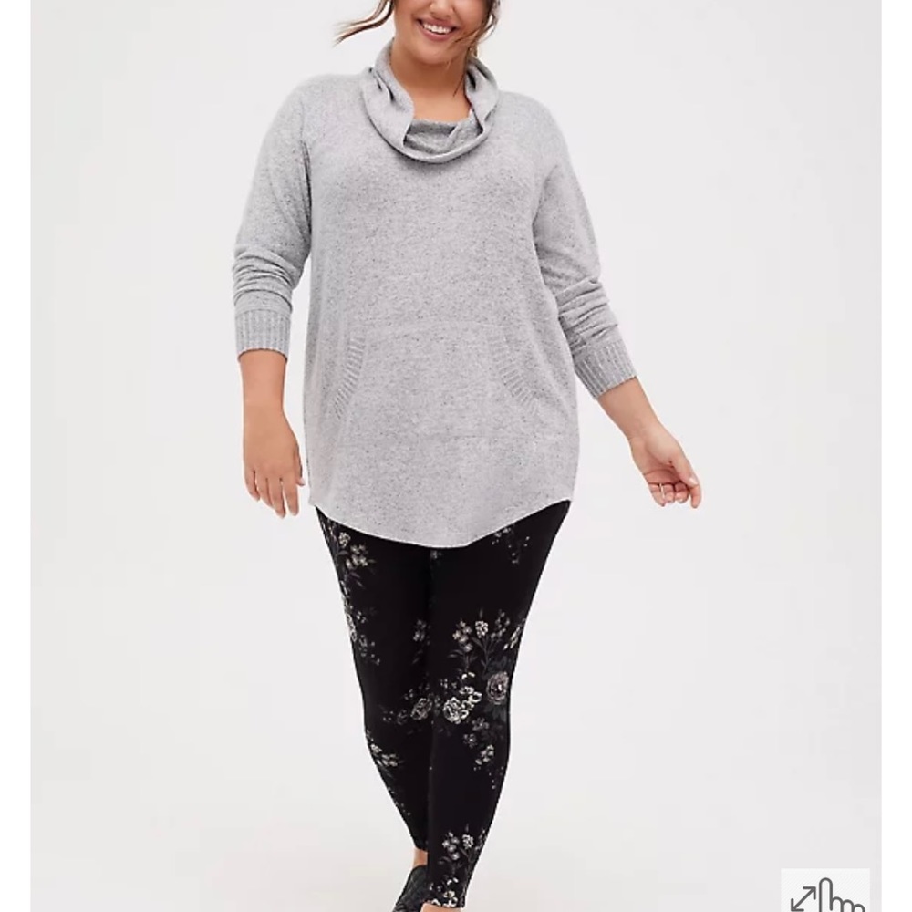 SUPER SOFT PLUSH COWL NECK RAGLAN TUNIC SWEATSHIRT 5x